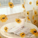 Sunflower Print Window Door Curtain Tulle Curtains for Living Room (Yellow)