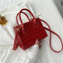 Fashion Women Pure Color Alligator Pattern PU Leather Handbags Crossbody Bag