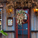 Christmas Red Wagon Wheel Wreath Garland Winter Wreaths with Pine Trees Berries