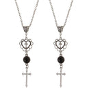 Party Religion Gothic Punk Heart Pendant Cross Necklace Jewelry Clavicle Chain