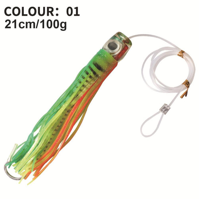 Octopus Squid Fishing Lures Soft Skirt Baits Tuna Trolling Seawater (A)