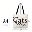 Letter cat Printed Shoulder Shopping Bag Casual Large Tote Handbag