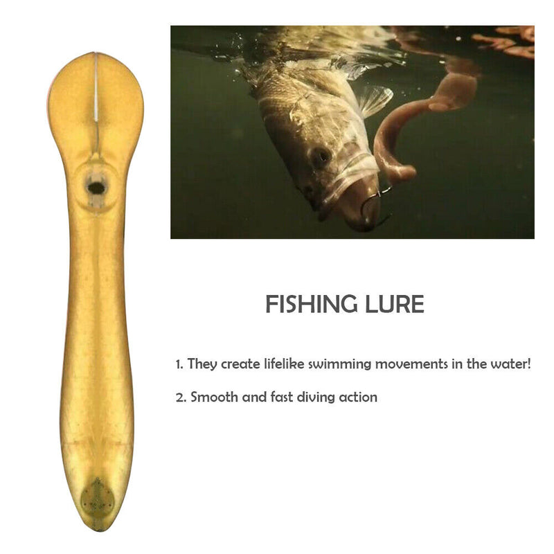 Silicone Bait Fishing Bass Pike Lure Artificial Pesca Tackle (Black Yellow)