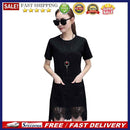 Women Daily Dress Summer Patchwork Solid Color O Neck Lace Plus Size Dresses