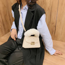 Women Plush Handle PU Crossbody Bag Simple Solid Small Shoulder Party Coin Purse