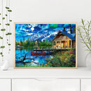 5D DIY Riverside House Full Round Diamond Painting Mosaic Picture Rhinestone