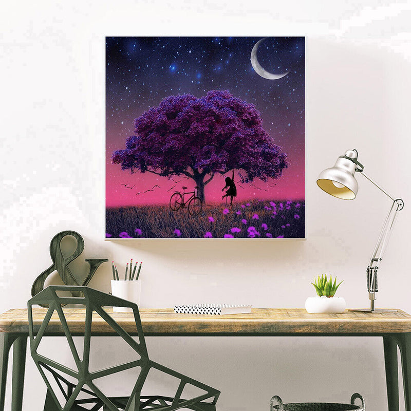5D DIY Diamond Painting Tree Girl Full Round Drill Cross Stitch Home Decoration