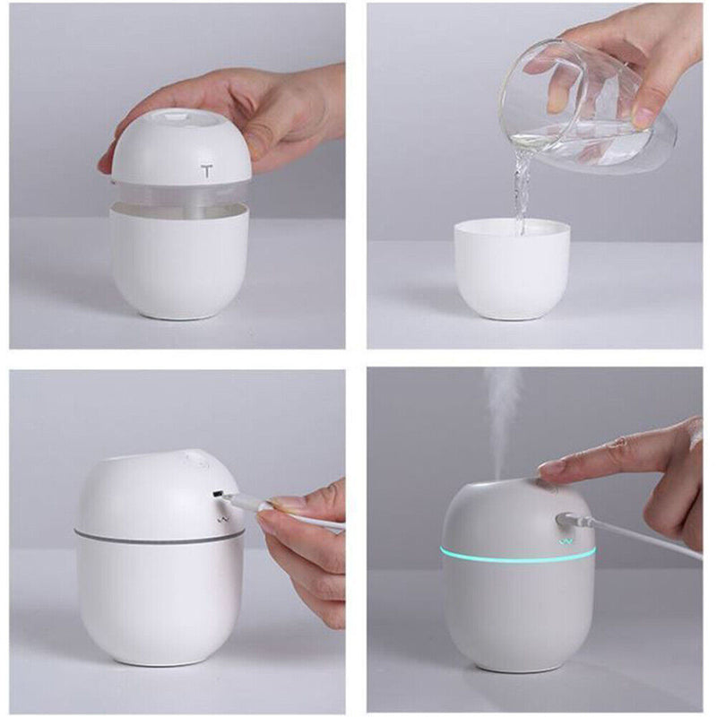 Ultrasonic Silent Air Humidifier Car Aroma Essential Oil Diffuser (White)