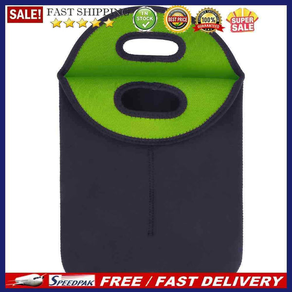 2 Bottles Neoprene Cooler Wine-bottle Bag Protective Cover (Green+Black)