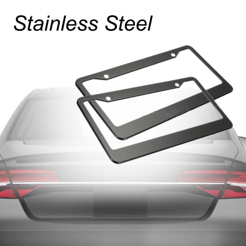 2pcs 12 x 6 in Stainless Steel Car License Plate Frame Cover Kit