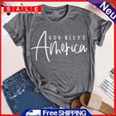Independence Day Print America Letter Tea T-Shirt (Dark Grey L)