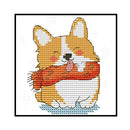 2 Strands Smiling Dog Partial Embroidery Stamped Cross Stitch Home Decor Gifts