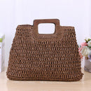 Retro Big Totes Women Woven Shoulder Handbags Top-handle Bags (Dark Brown)