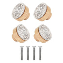 4pcs Cabinet Handle Rattan Wooden Drawer Knobs Dia 30/40/45mm Furniture Hardware