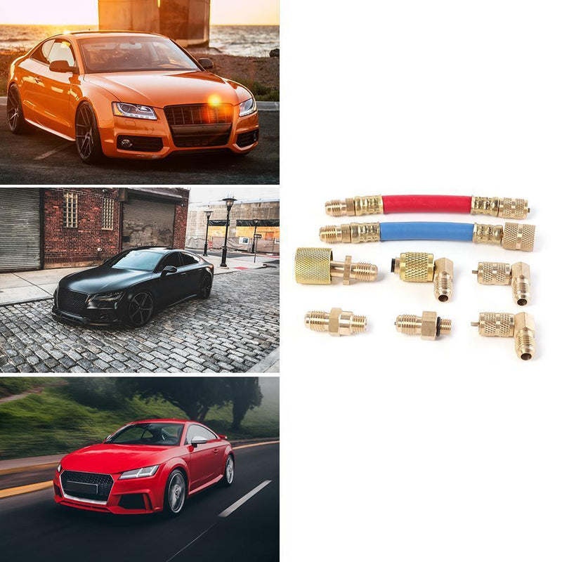 Car A/C Air Conditioning Refrigeration Connector Adapter Hoses R134A R12 Newly