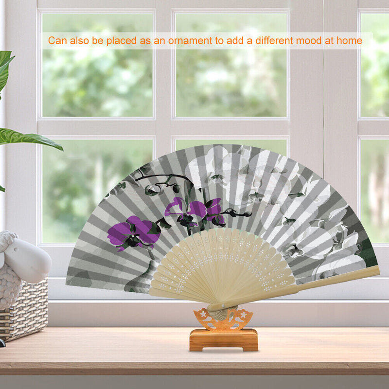 Oil Paint Folding Fan By Numbers DIY Butterfly Orchid Painted Art Craft Handmade