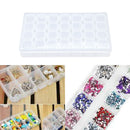28 Slots Storage Box Nail Art Rhinestone Jewelry Display Case (Clear) Newly