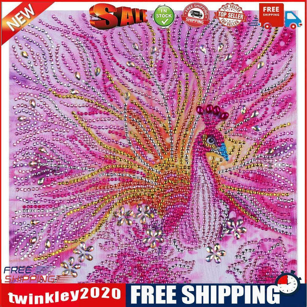 5D DIY Special Shaped Diamond Painting Pink Peafowl Cross Stitch Embroidery