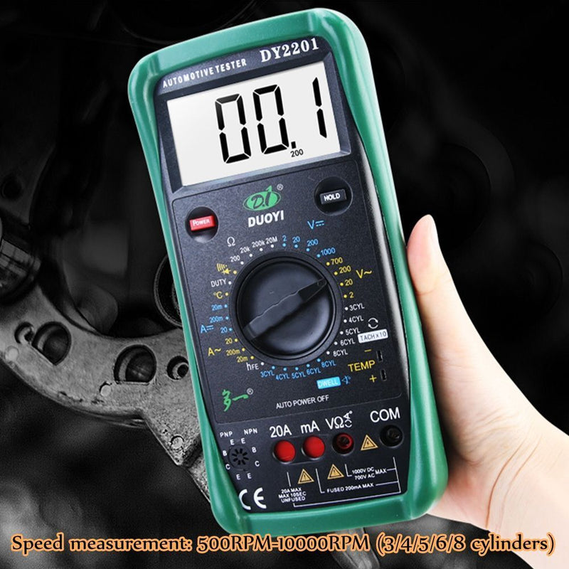 Dwell Angle Temperature with Test Leads Digital Automotive Tester Multimeter