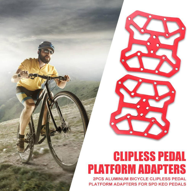 2pcs Bicycle Clipless Pedal Platform Adapters for SPD KEO Pedals (Red) Newly