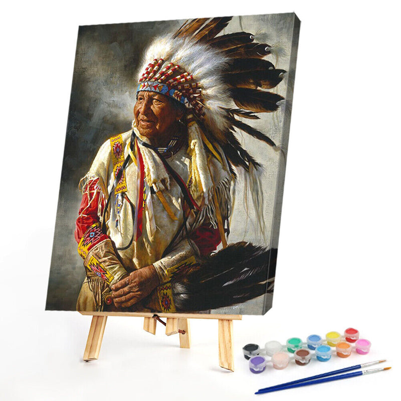 Indians Old Lady Oil Paint By Numbers Kits Canvas Picture DIY Wall Crafts