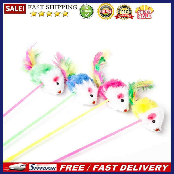 Soft Plush False Mouse Cat Toys Colorful Feather Funny Playing Toys for Kit