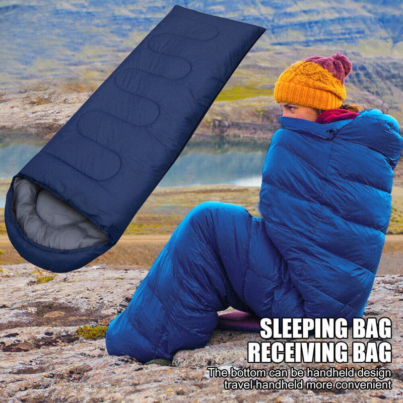 Camping Sleeping Bag Ultralight Envelope Travel Hiking Air Bed (Navy Blue) Newly