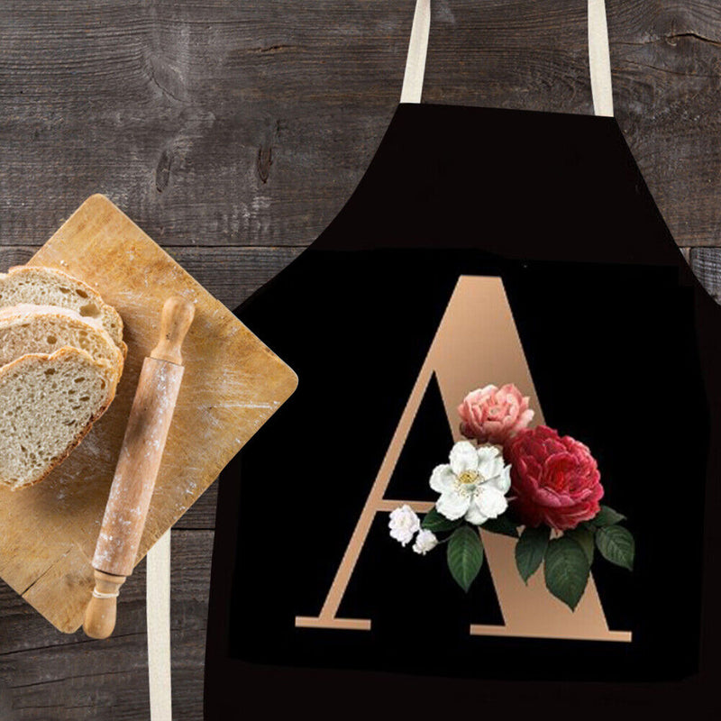 Letter A Print Kitchen Linen Apron Waterproof Home Cooking Bibs (82x68cm)