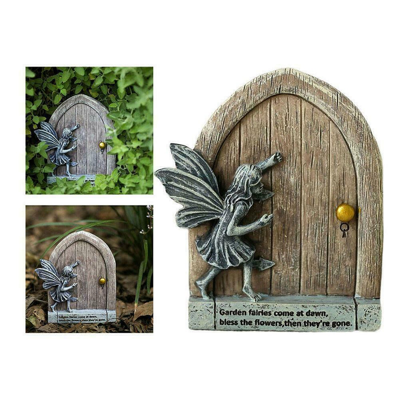 Fairy Door Fairies Sculpture Elf Statues Outdoor Wall Garden Outdoor Hot K7O0