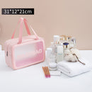Multifunction Womens Cosmetic Wash Bag PVC Waterproof Bag (Pink Large)