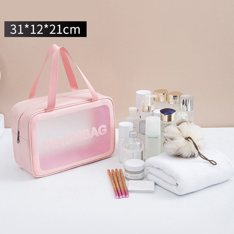 Multifunction Womens Cosmetic Wash Bag PVC Waterproof Bag (Pink Large)
