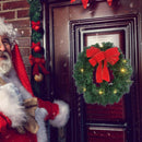 Merry Christmas Xmas Bow Wreath w/ Light String for Home Door Decor Requisiten.