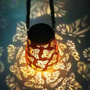LED Solar Light Hollow Wrought Iron Lantern Butterfly Projection Lamp (A) Newly
