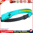COB LED Headlamp Sensor Headlight Rechargeable Outdoor Work Light (Cyan) Newly