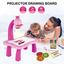 Children LED Projector Art Drawing Table Toys for Paint Learning (Pink) Newly