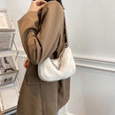 Lady Plush Solid Underarm Bag Fashion Shoulder Crossbody Totes Street Handbags