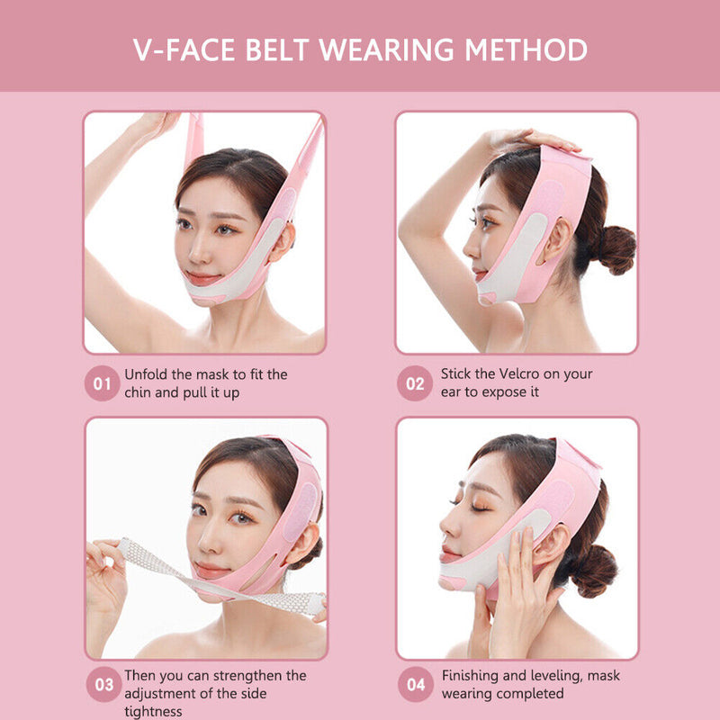 Facial V-Face Band with Chin Point Design for Women Beauty Tools (Pink) Newly