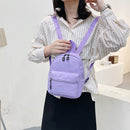 Women Solid Color Backpack Preppy Style School Nylon Mini Rucksack (Purple)