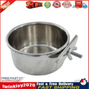 Stainless Steel Hang Cage Bowl Parrot Feeding Food Drinking Dish (10cm) Newly