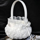 Wedding Ceremony Party Love Case Satin Bowknot & Rose Flower Girl Basket