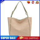 Beach Straw Shoulder Bags Women Large Leather Tote Shopping Handbag (Green)