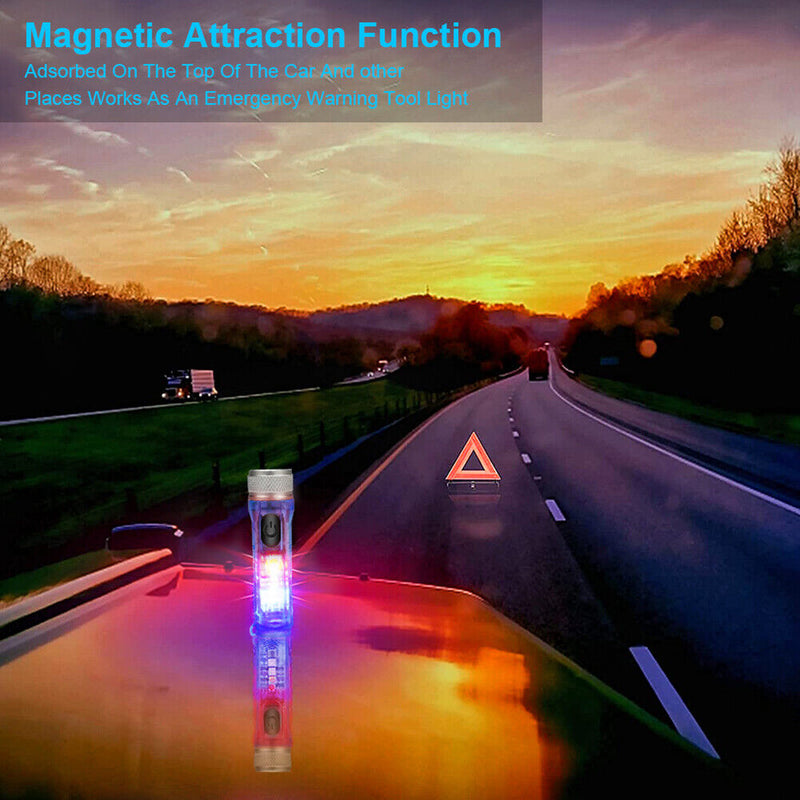 Mini Keychain Torch w/ Buckle USB Rechargeable Emergency Flashlight (Blue) Newly