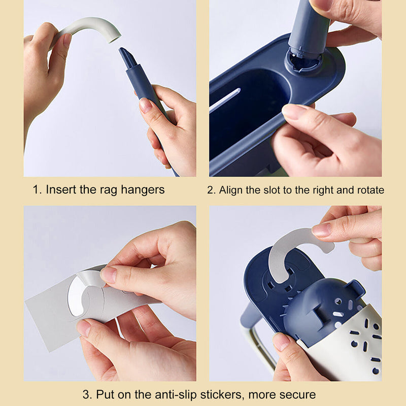 Telescopic Sink Storage Rack Holder Adjustable 2-in-1 Sink Organizer (Blue)