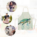 Linen Sea Turtle Print Kitchen Aprons Bibs for Women Men Household Cooking