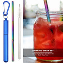 Outdoor Reusable Collapsible Drinking Straw Suit with Cleaning Brush (A) Newly