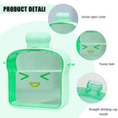 Clear Water Bottles Bread Shape Cup with Rotatable Threaded Lids (Green) Newly