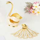 Light luxury Fruit Spoon High-end Metal Swan Base Holder Metal Coffee Spoon Set