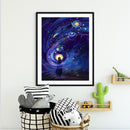 Girl and Planet Oil Paint By Numbers Kits Canvas Drawing DIY Coloring Pictures