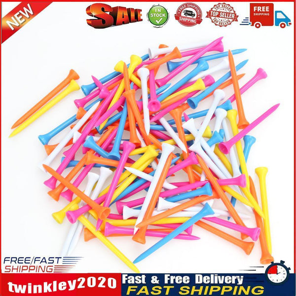 100pcs/set 80mm Mixed Color Plastic Golf Ball Tee Golf Holder Training Aid Newly