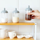 Plastic Spice Salt Pepper Seasoning Jar Condiment Bottle with Spoon (Grey) Newly
